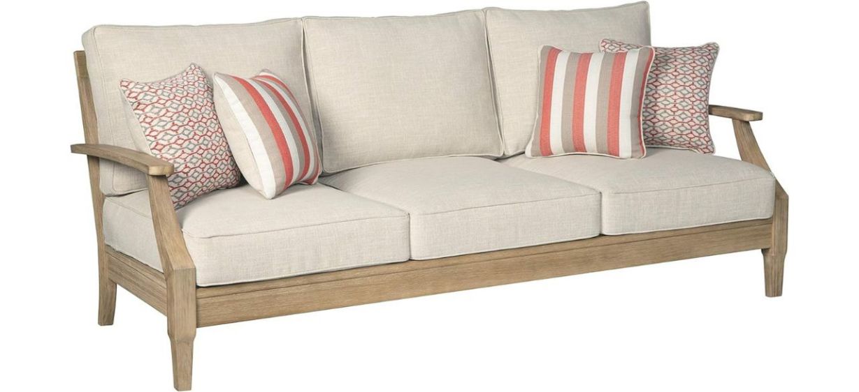Signature Design by Ashley Clare View Coastal Outdoor Patio Eucalyptus Sofa on white background