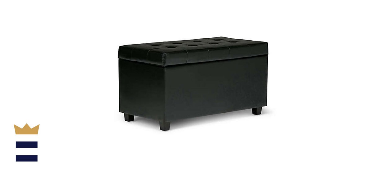 Simpli Home Cosmopolitan Faux Leather Storage Ottoman