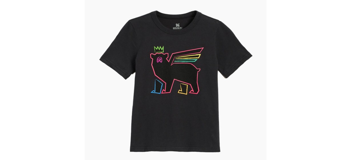 Black Stanley Kids Neon Bear Tee on gray background