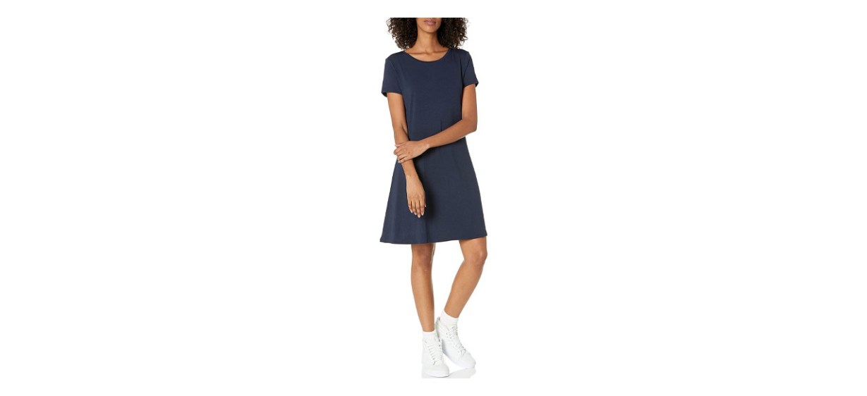 Amazon Essentials Women's Short-Sleeve Scoop Neck Swing Dress Amazon Essentials Women's Short-Sleeve Scoop Neck Swing Dress