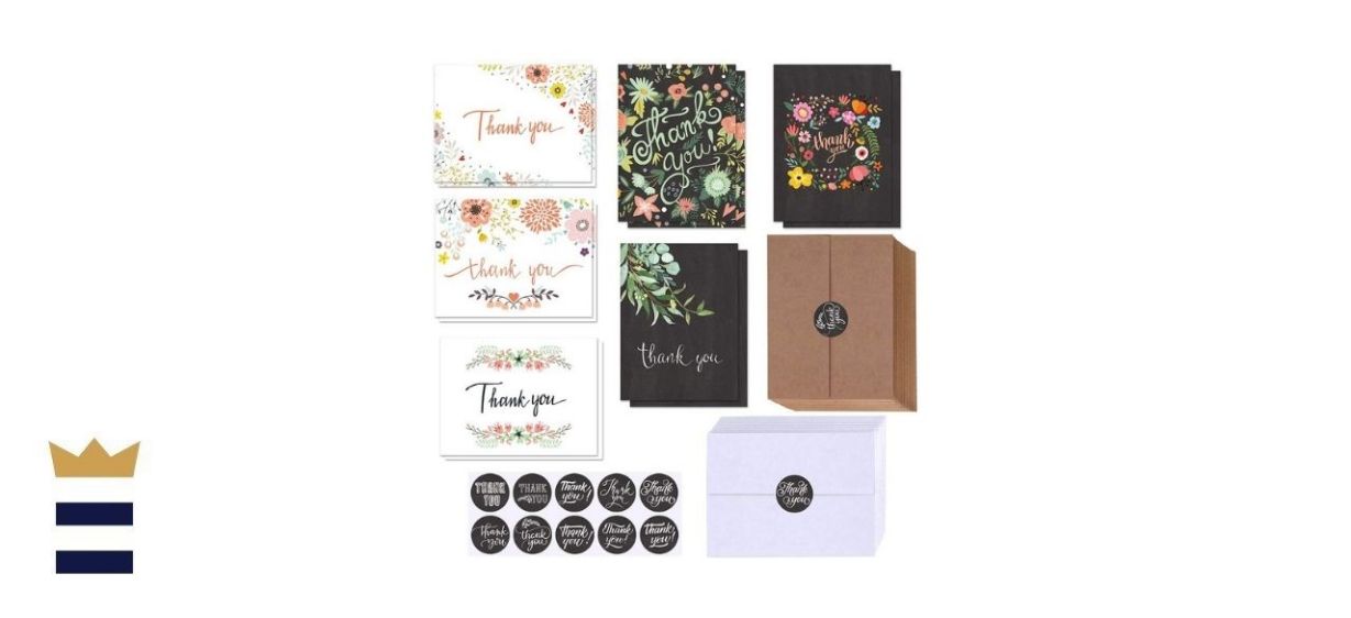 Winlyn Store Bulk Blank Floral Thank You Cards