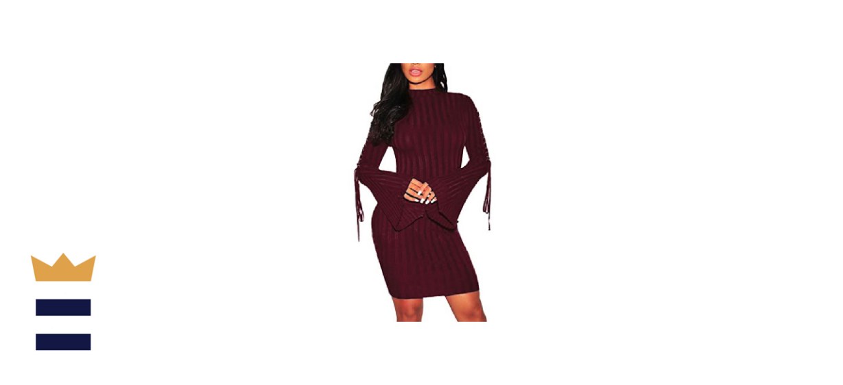 Women Bodycon Ribbed Sweater Dress