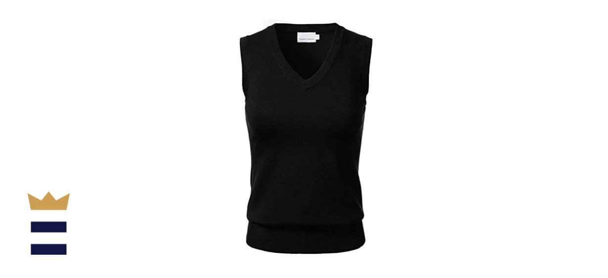 Women Solid Classic V-neck Sleeveless Pullover Sweater Vest Top