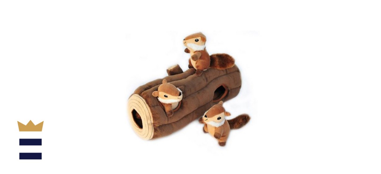 ZippyPaws Burrow Log and Chipmunks Squeaky Hide and Seek Dog Toy 