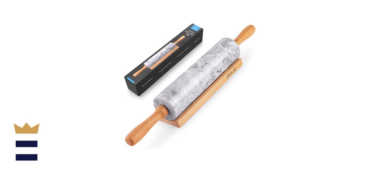 Zulay Kitchen 17-Inch Marble Rolling Pin with Stand