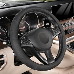 SEG Direct Black Microfiber Leather Auto Car Steering Wheel Cover