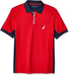 Nautica Men's Short Sleeve Color Block Performance Pique Polo Shirt