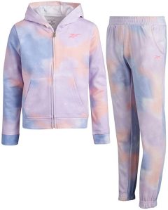 Reebok Girls' Athletic Jogger Set with Pullover Hoodie and Sweatpants