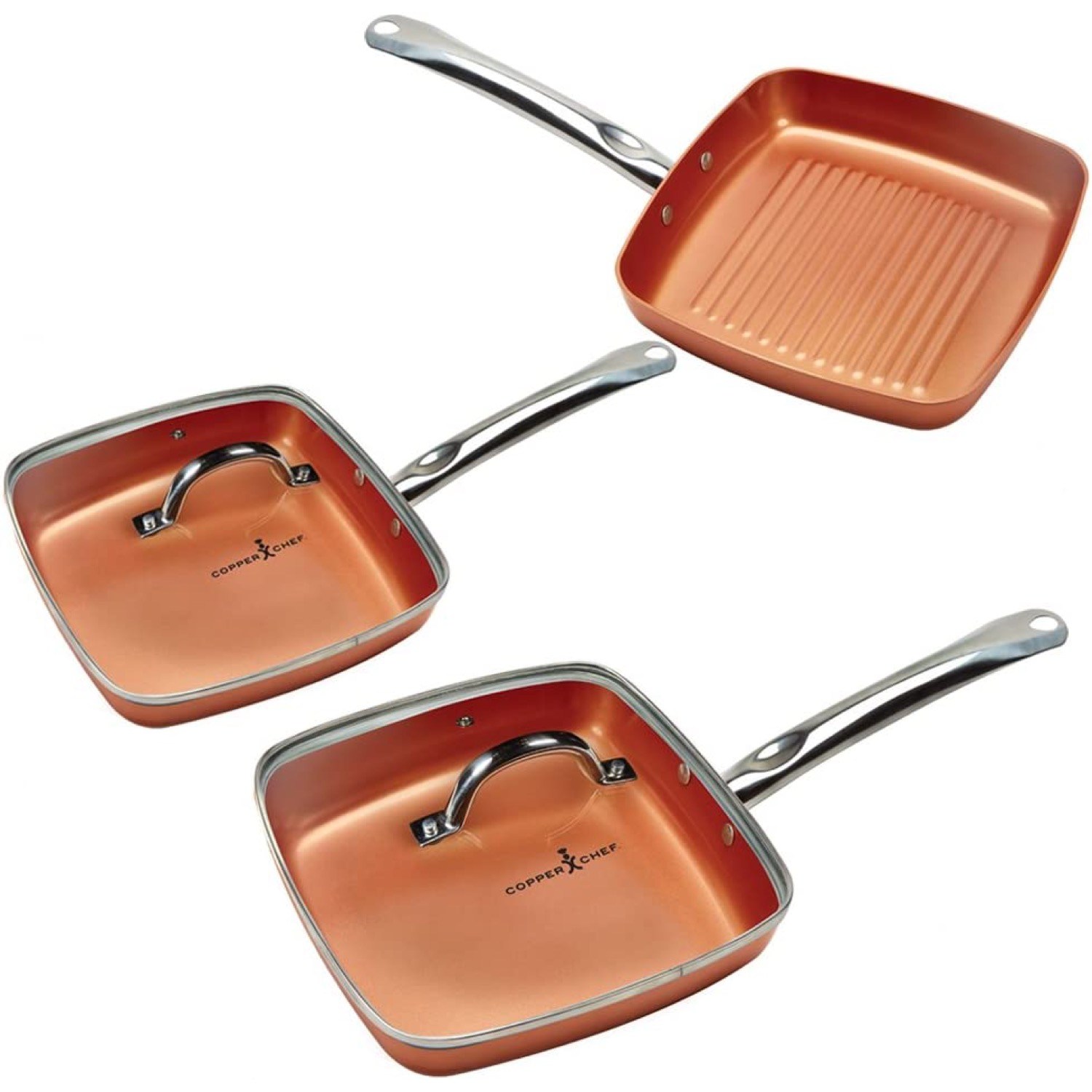 Copper Chef Nonstick Square Fry Pan 5-Piece Set