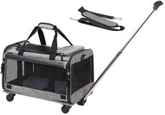 Coopeter Pet Carrier with Telescopic Walking Handle