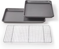Chicago Metallic Nonstick Cookie/Jelly-Roll Pan Set with Cooling Rack