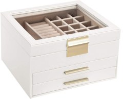 SONGMICS Jewelry Box with Glass Lid