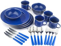 Stansport Enamel Camping 24-Piece Tableware Set