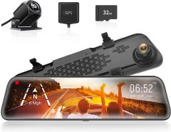 WOLFBOX 12” Mirror Dash Cam Backup Camera