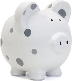 Child to Cherish Ceramic Piggy Bank, Polka Dog