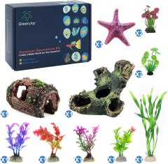 GreenJoy 12 Pack Fish Tank Décor Set