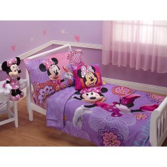 Disney 4 Piece Minnie's Fluttery Friends Toddler Bedding Set