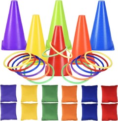 Alyoen 3 in 1 Bean Bag Ring Toss Games for Kids Birthday Party