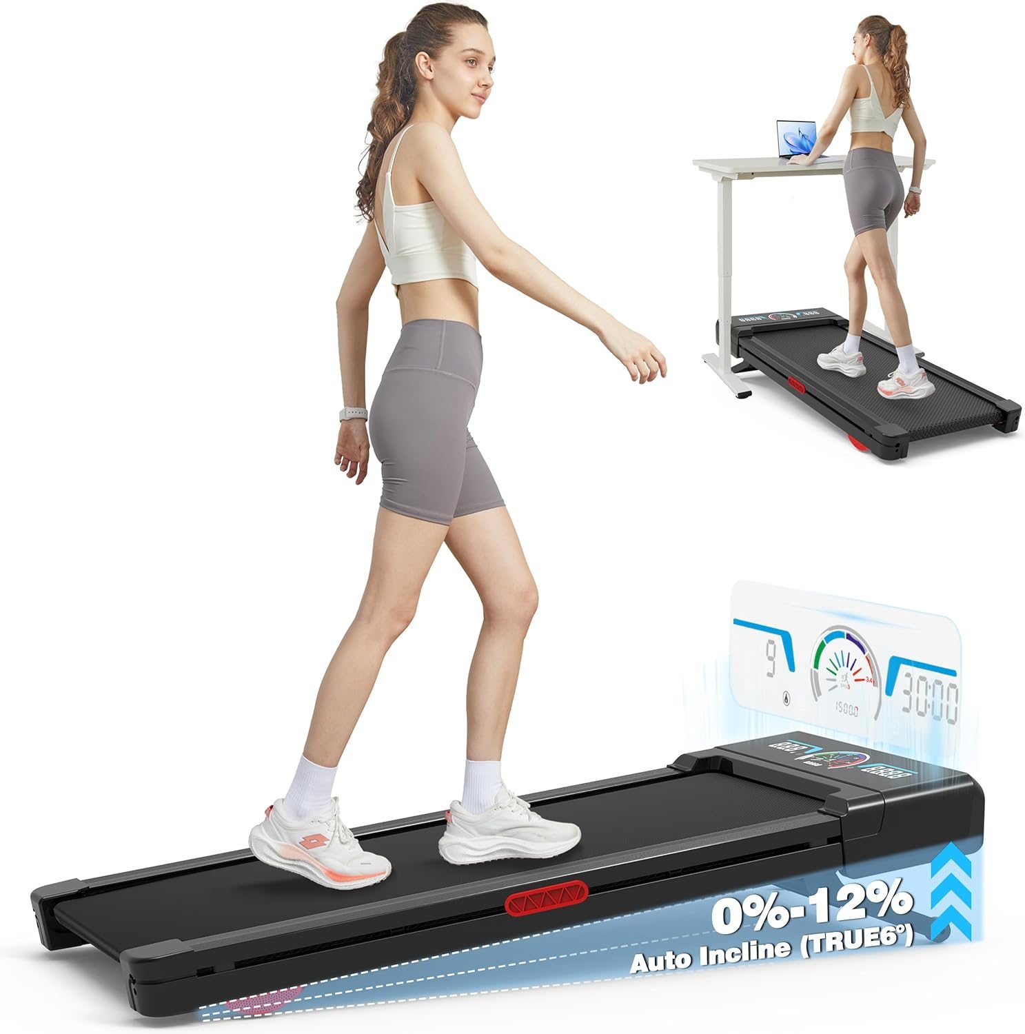 TRAILVIBER Walking Pad with 12% 9-Level Auto Incline