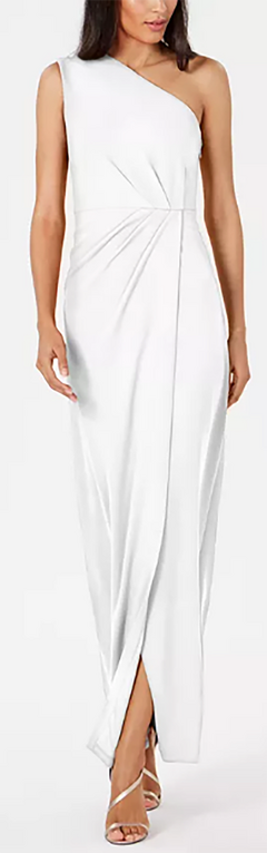 Calvin Klein Draped One-Shoulder Gown