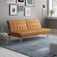Wade Logan Macksville Twin Faux Leather Split Back Convertible Sofa