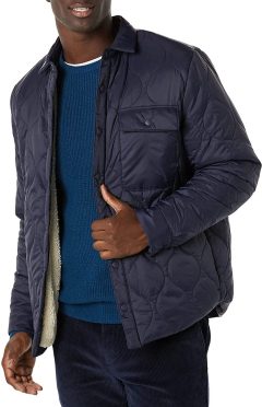 Amazon Essentials Men's Water-Resistant Sherpa Lined Quilted Shirt Jacket