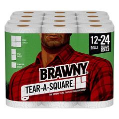 Brawny Tear-A-Square Paper Towels, 12 Rolls