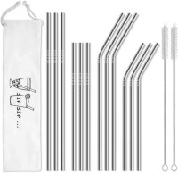 Hiware 12-Pack Reusable Stainless Steel Metal Straws