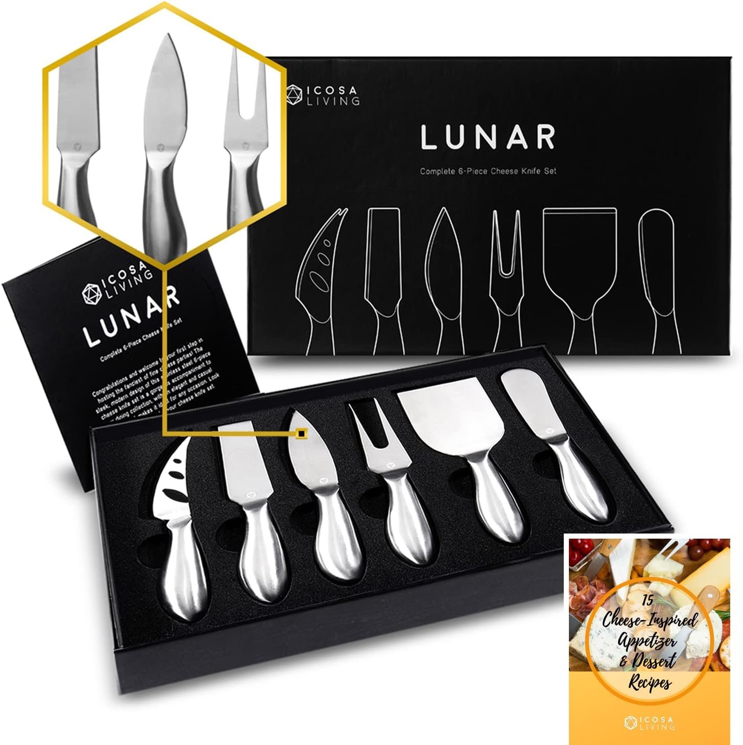 Icosa Living Premium 6-Piece Cheese Knife Set
