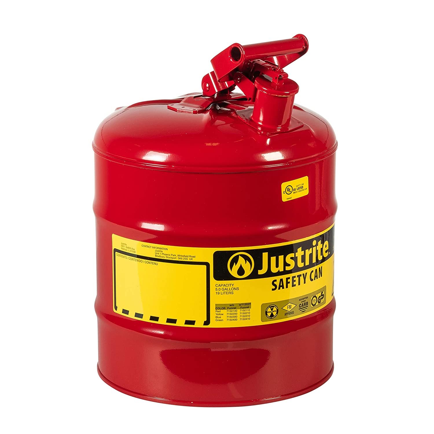 Justrite Galvanized Steel Flammables Safety Can