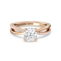 Modern Crossover Solitaire Studded Engagement Ring