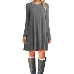 MOLERANI Simple Long-Sleeve T-Shirt Dress