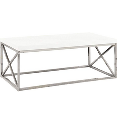 Monarch Specialties Metal Cocktail Table Glossy White with Chrome