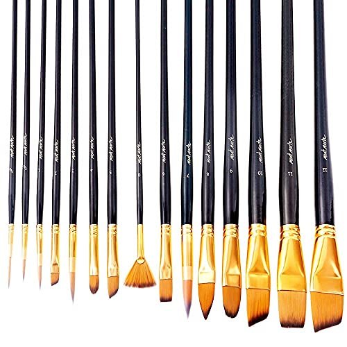 Mont Marte 15-piece Black Art Paint Brushes Set