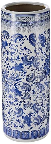 Oriental Furniture Floral Blue & White Porcelain Stand