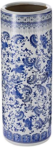 Oriental Furniture Floral Blue & White Porcelain Stand