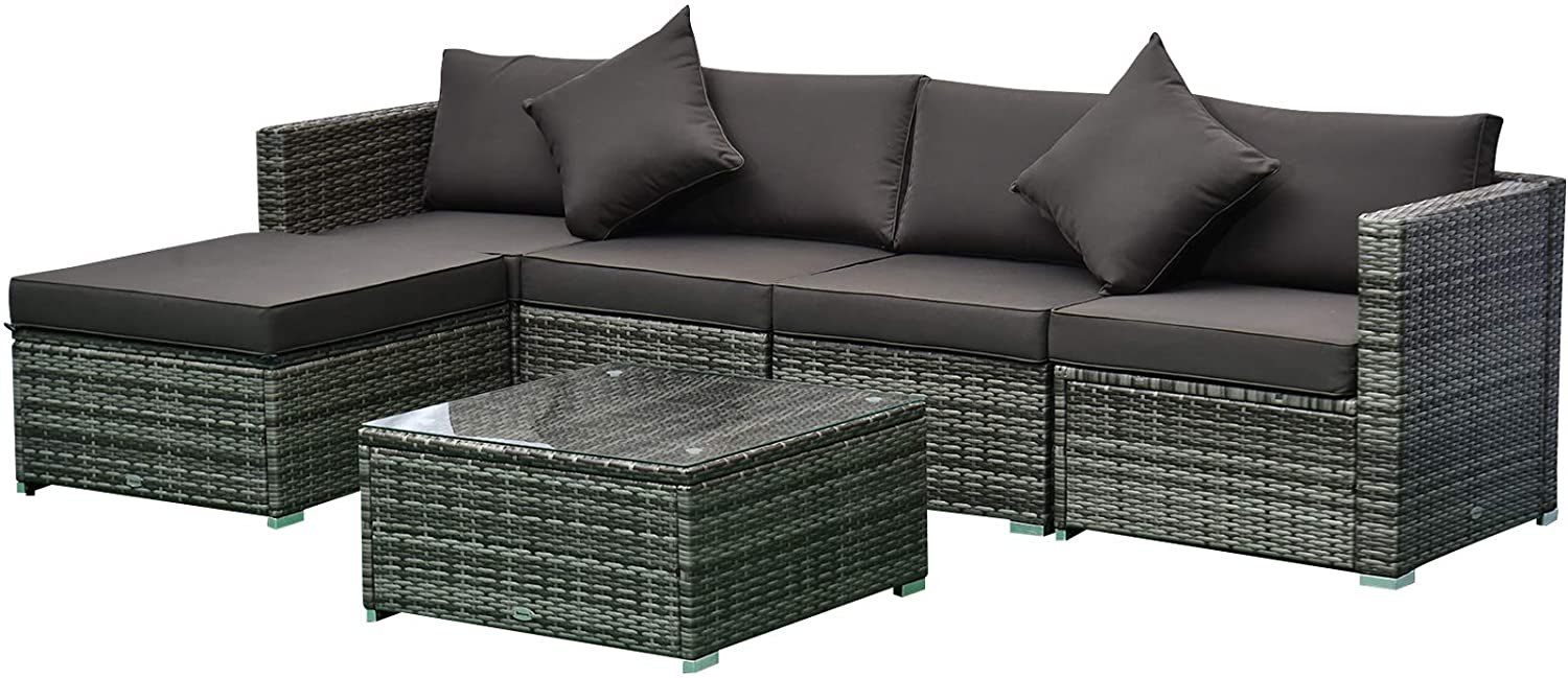 Outsunny 6-Piece Outdoor Wicker Sofa Set