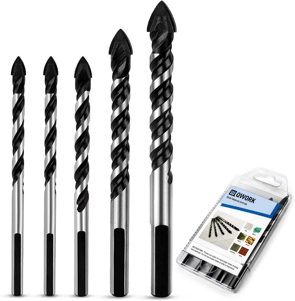QWORK Multi-Material Drill Bit Set