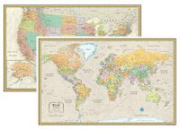 Swiftmaps 32" x 50" Classic United States and World Map Set