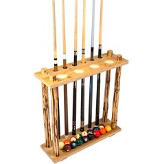 Rush Creek Creations Rustic Log 6 Billiard Cue Storage Rack