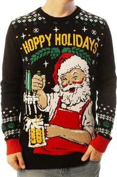 Ugly Christmas Party Hoppy Holidays Santa Sweater