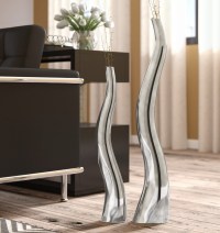 Brayden Studio 2 Piece Silver Indoor / Outdoor Aluminum Floor Vase Set