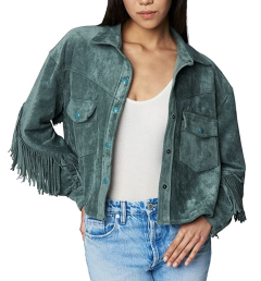 [BLANKNYC] Womens Luxury Fringe Leather Jacket