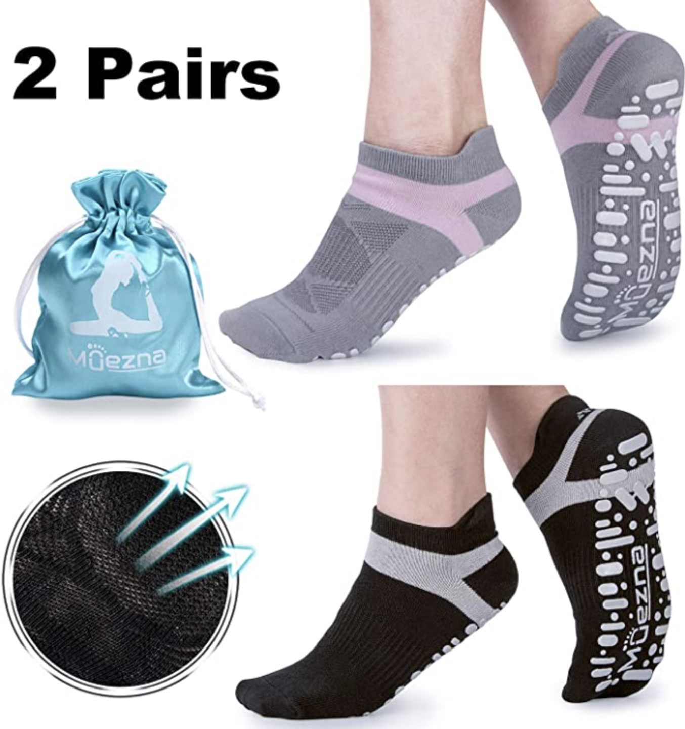 Muenza Non Slip Yoga Socks for Women