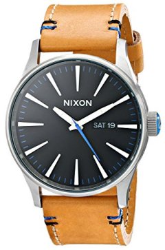 Nixon Sentry Leather with Blue Dial