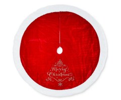 Holiday Time Burgundy Velvet Christmas Tree Skirt