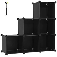 SONGMICS Storage Cube Organizer with  Rubber Hammer, 6-Cube Bookcase Cabinet