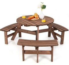 Highland Dunes Kate Round 6-Person Picnic Table