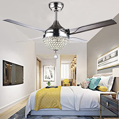 Morpholife 44" Crystal Chrome Ceiling Fan with Lights