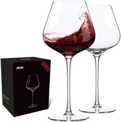 JBHome Store Lead-Free Burgundy Wine Glasses